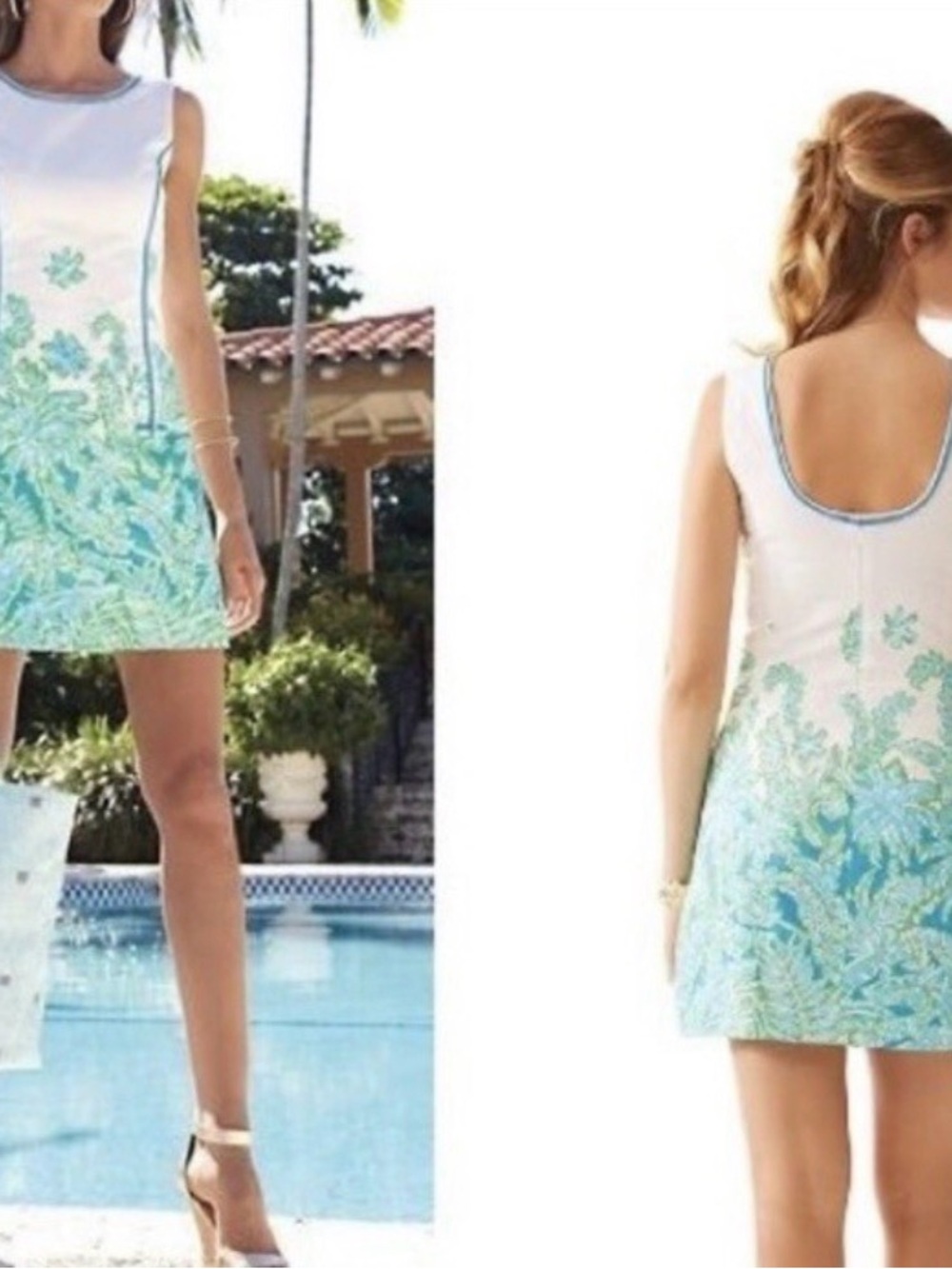 Lilly Pulitzer White Mini Dress with Aqua Floral Print - Picture 2 of 7